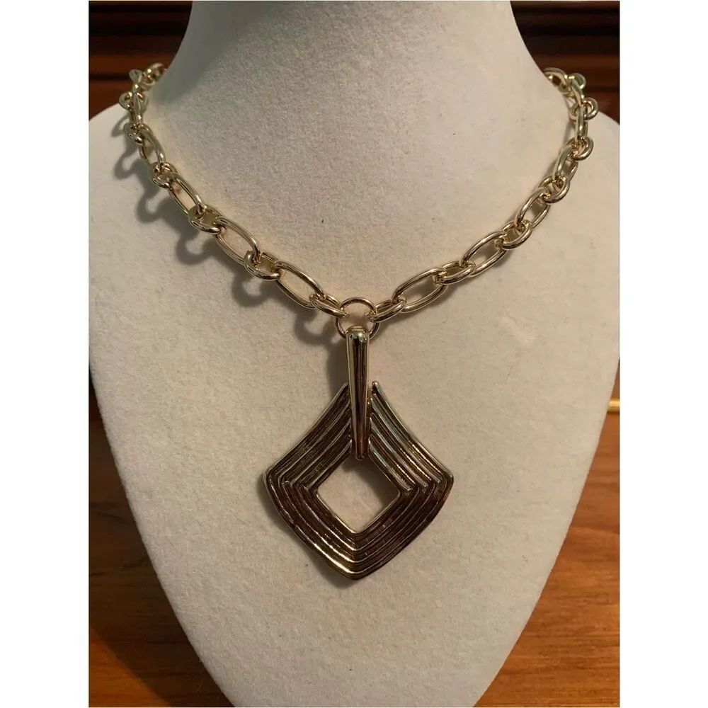 BOLD elements Gold-Tone Layered Geometric Pendant Necklace